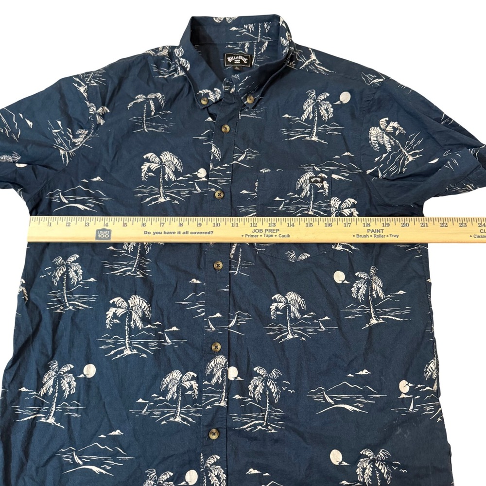 Billabong Mens Shirt Short Sleeve Palm Tree Print Navy Blue Size L Resortwear - Picture 6 of 9